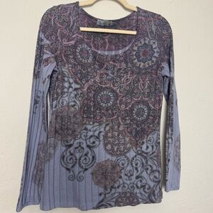 Unity Bohemian Ribbed Scoop Neck Bohemian Long Sleeve Top